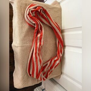 Source Unknown Orange and Cream Striped Infinity Scarf
